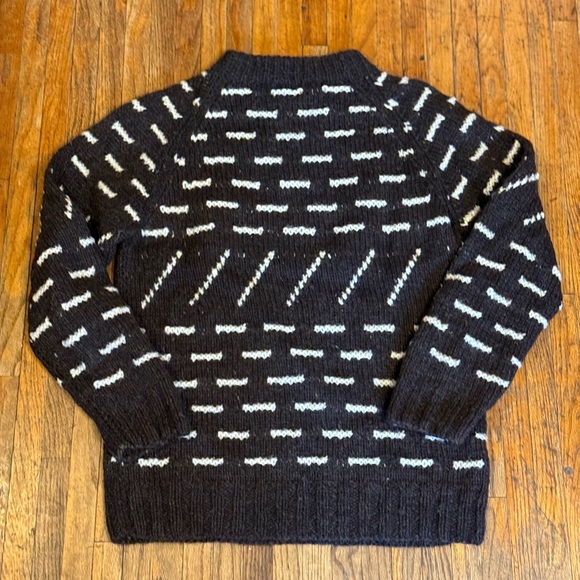 Vintage Men's Brown and White Patterned Wool Sweater - Picture 2 of 6